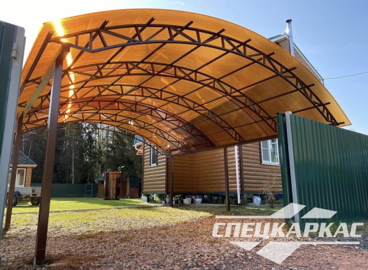 Навес на две машины из поликарбоната №85 - фото 1801