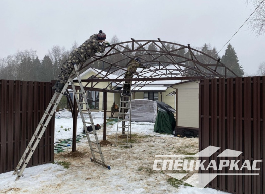 Навес для машины с декоративными раскосами №59 - фото 1545