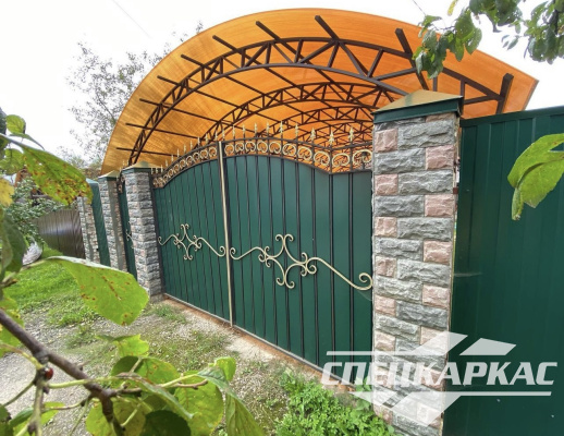 Усиленный навес из поликарбоната для двух автомобилей №96 - фото 1919