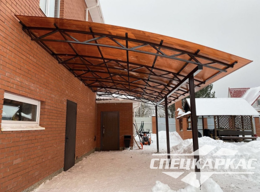 Навес из поликарбоната к дому | Навес над входом №8 - фото 1041